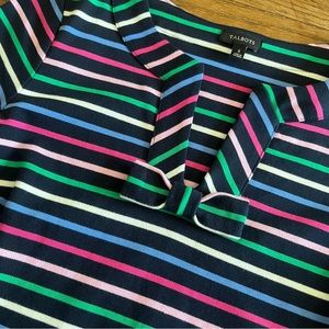 Talbots Short Sleeve Bow Detail Multi Striped Cotton Dress Cute And Comfy Small
